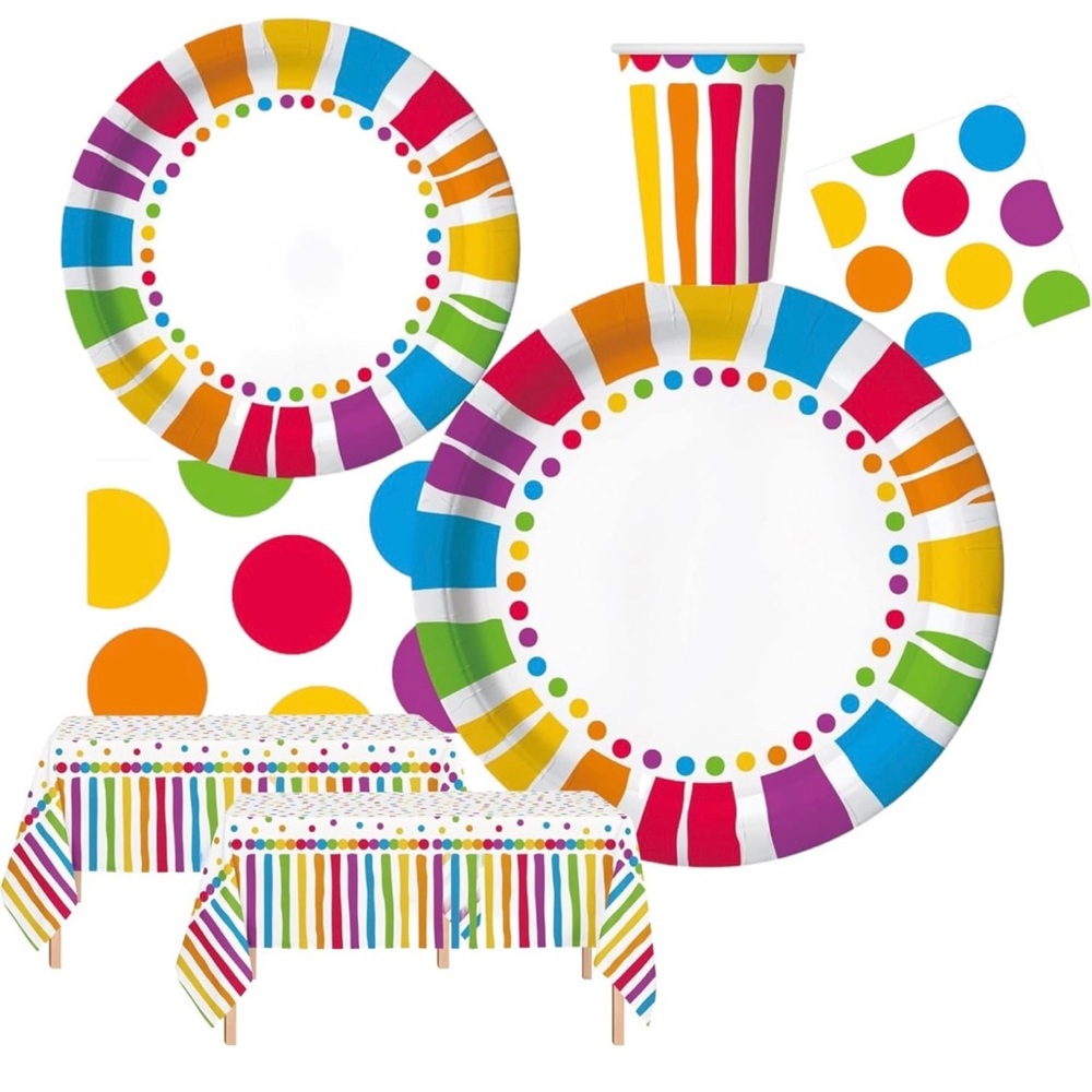 NEW IN BOX RAINBOW PARTY PACK - Serves 30